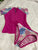 Eddie Bauer Two piece magenta bathing suit rash guard bikini ser Small (6-8)