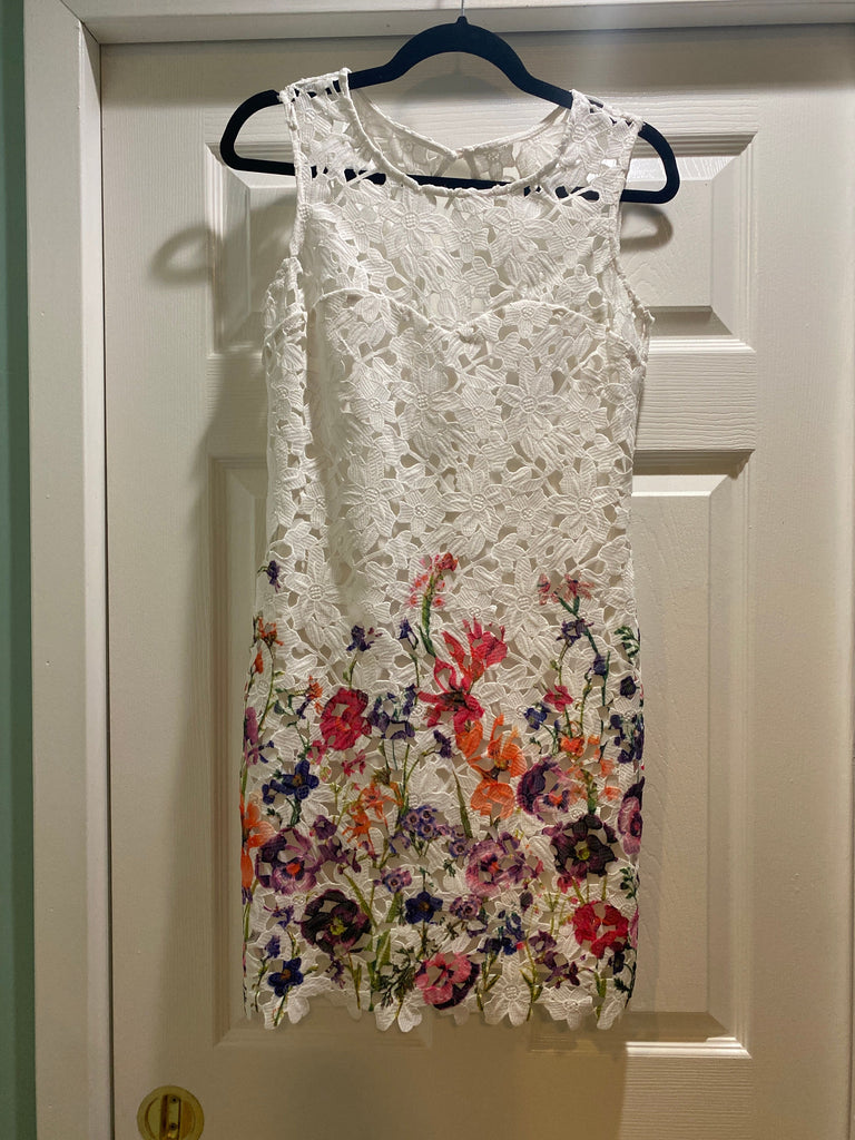 As you wish White lace floral printed dress 100% polyester Women's - S