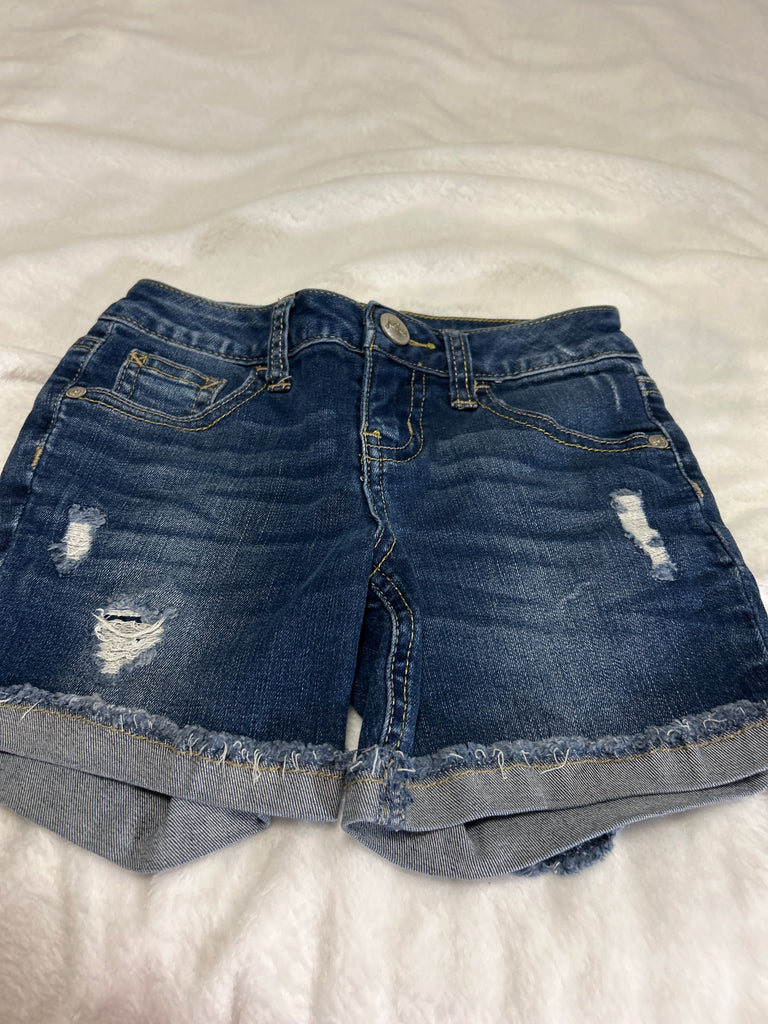 Justice Denim shorts, distressed 7-8