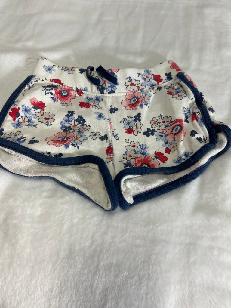 Baby gap White shorts with navy trim and flowers 3T