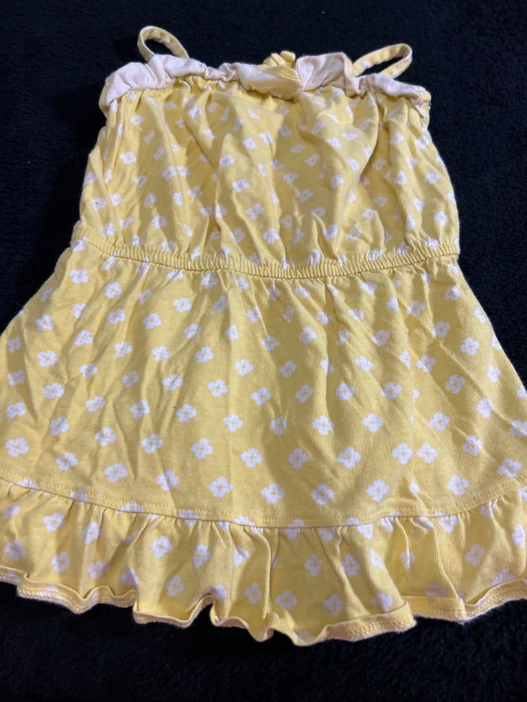 Old Navy Yellow spaghetti strap dress with white flowers 2T