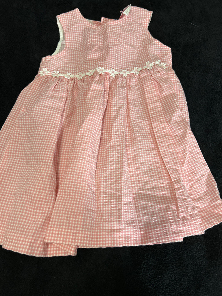 la Princess Pink and white seersucker dress with daisies 3T