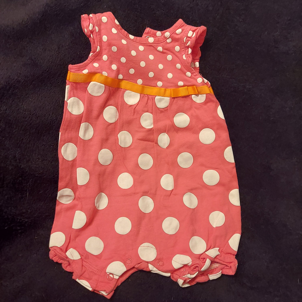 Carters Pink and white polka dot romper 6-9 Months