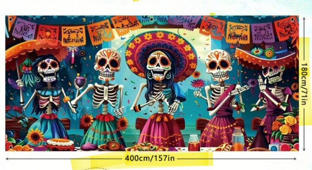 NEW XL HALLOWEEN BANNER EL DIA DE LOS MUERTOS polyester material