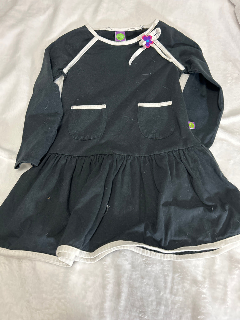 Dolly and me Black dress white trim 7-8