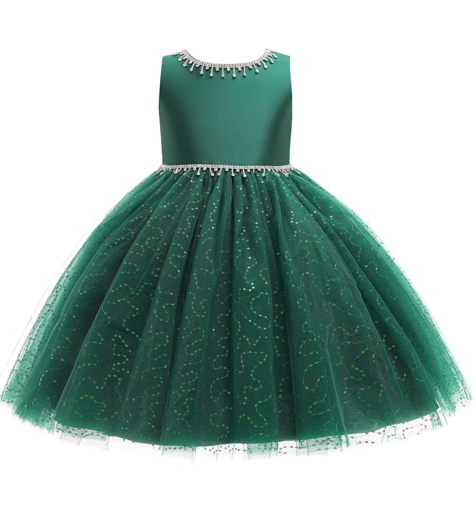 Girls Emerald Green Tulle Dress Size 5-6