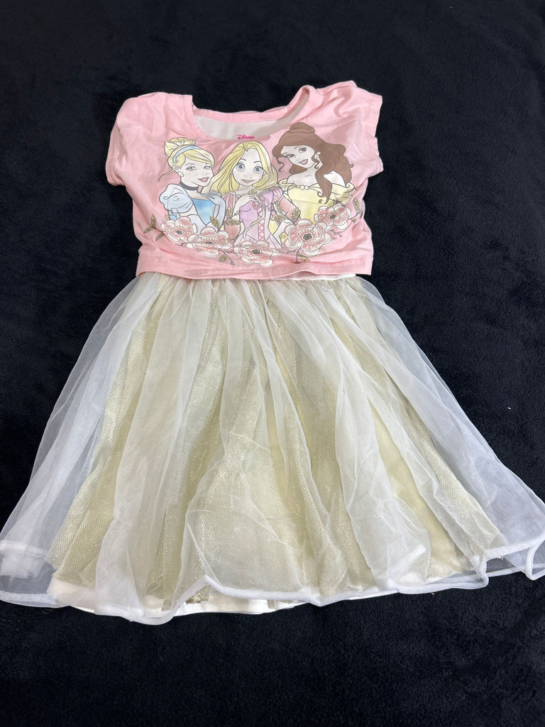Disney princess Disney princess dress with Gold And white fishnet skirt 6T/6