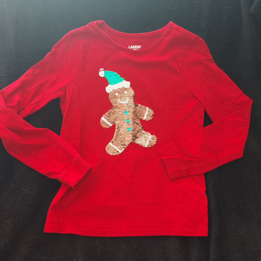 Lands end Flip sequin gingerbread long sleeve 10-12